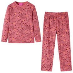 Vidaxl Detské pyžamo s dlhými rukávmi tmavoružové 116