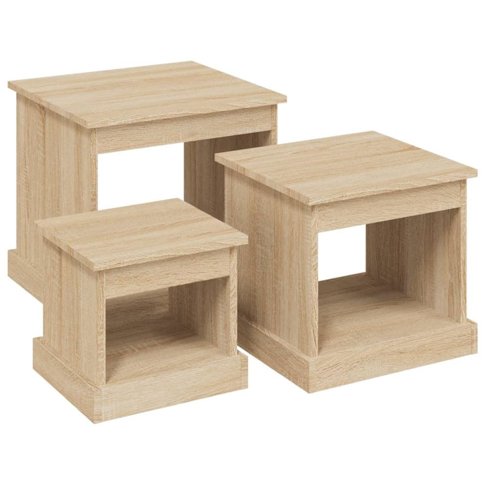 Vidaxl Konferenčné stolíky 3 ks, dub sonoma, kompozitné drevo