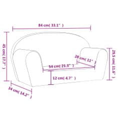 Vidaxl Detská pohovka 2-miestna bledosivá mäkký plyš
