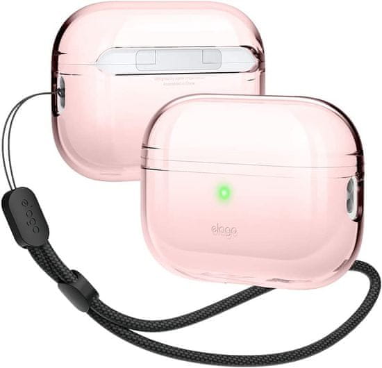 Elago Priehľadné puzdro pre AirPods Pro 2 s nylonovou šnúrou, Clear Case, ružové