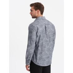 OMBRE Pánska flanelová károvaná bavlnená košeľa V3 OM-SHCS-0157 sivá MDN124379 S
