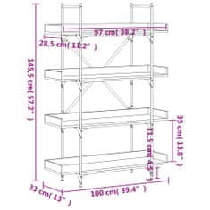 Petromila vidaXL Knižnica 4 police dub sonoma 100x33x145,5 cm kompozitné drevo