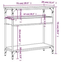 Vidaxl Konzolový stolík s policou sivý sonoma 75x29x75 cm komp. drevo