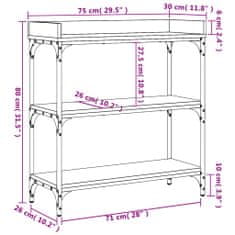 Vidaxl Konzolový stolík s policami hnedý dub 75x30x80 cm