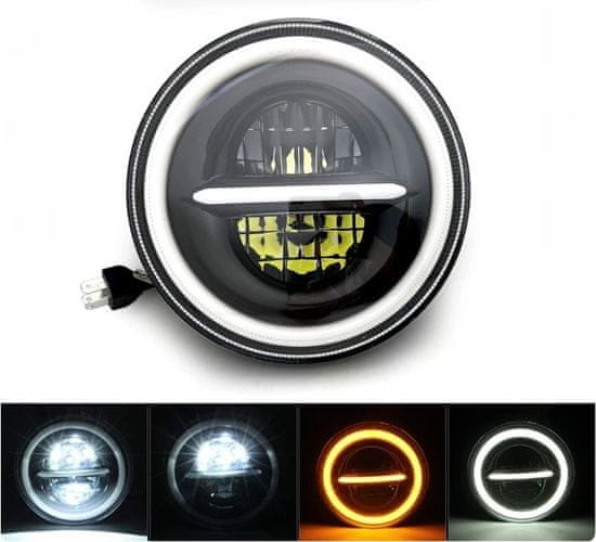 motoLEDy Predné svetlo 7" Full LED Q 1ks Harley Davidson, Jeep