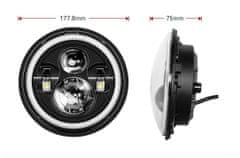 motoLEDy Predné svetlo 7" Full LED 8, 1ks Harley Davidson, Jeep