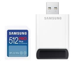 SAMSUNG pamäťová karta 512GB PRO Plus micro SDXC CL10 U3 (č/z: až 180/až 130MB/s) + USB adaptér