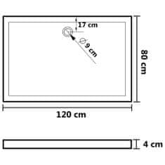 Vidaxl Obdĺžniková sprchová vanička z ABS biela 80x120 cm