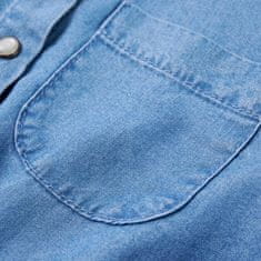 Vidaxl Detské šaty s dlhými rukávmi námornícke a džínsovo modré 116