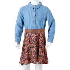 Vidaxl Detské šaty s dlhými rukávmi námornícke a džínsovo modré 92