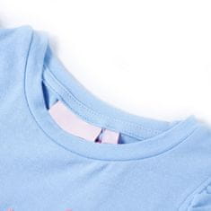 Vidaxl Detské tričko s volánovými rukávmi svetlomodré 128
