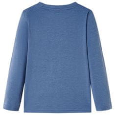Vidaxl Detské tričko s dlhými rukávmi modré melanž 116