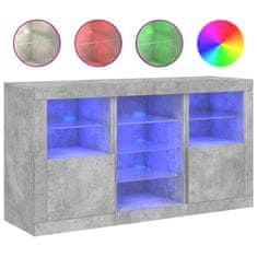 Petromila vidaXL Komoda s LED svetlami betónovo-sivá 123x37x67 cm