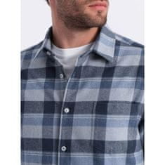 OMBRE Pánska kockovaná flanelová košeľa V1 OM-SHCS-0150 modrošedá MDN124399 M
