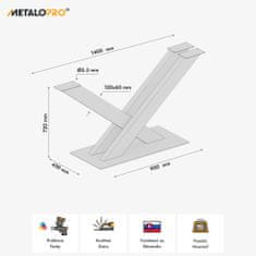 MetaloPro MetaloPro X-Dizajn kovová čierna stolová noha, centrálna stolová podnož, pre až 150 kg ťažké stolové dosky, jedálenský stôl stolík konferenčný stolík obývačkový stolík, priemyselná moderná obývačka