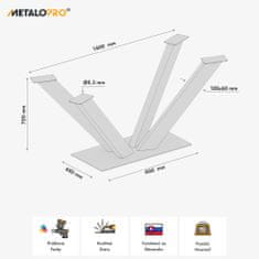 MetaloPro V-Dizajn kovová čierna stolová noha, centrálna stolová podnož, pre až 150 kg ťažké stolové dosky, jedálenský stôl stolík konferenčný stolík obývačkový stolík, priemyselná moderná obývačka