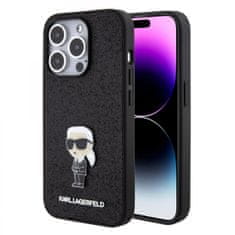 Karl Lagerfeld Zadný kryt Fixed Glitter Metal Ikonik pre iPhone 15 Pro Black