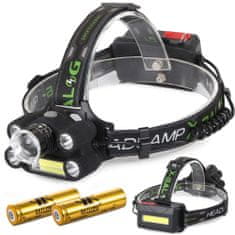 Sobex Hlavová baterka bailong 5x led + cob cree xm-l t6