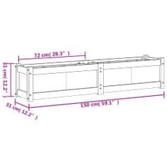 Vidaxl Záhradný kvetináč voskový hnedý 150x31x31 cm masívna borovica