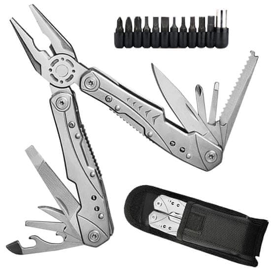 GFT 14385 Viacúčelový vreckový nôž MULTITOOL 23v1 strieborný