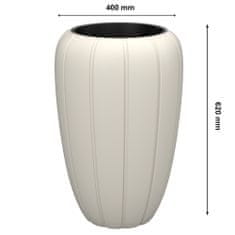 botle Kvetináč Kvetináč s vložkou Farba krémová Okrúhly 40 cm V 62 cm Drážkovaný povrch Matný plast Moderný Glamour