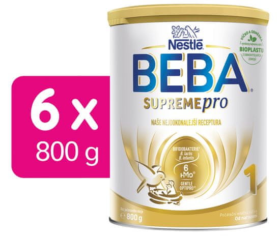 BEBA SUPREMEpro 1, 6 HMO, počiatočné dojčenské mlieko, 6 x 800 g