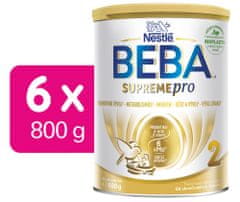 BEBA SUPREMEpro 2, 6 HMO, pokračovacie dojčenské mlieko, 6 x 800 g