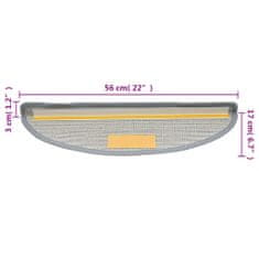 Vidaxl Kobercové nášľapy na schody 15 ks sivé 56x17x3 cm