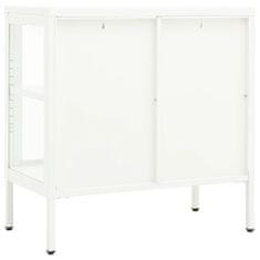 Vidaxl Komoda biela 70x35x70 cm oceľ a sklo