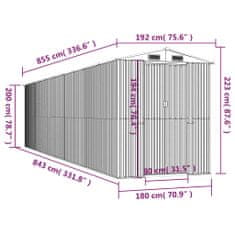 Vidaxl Záhradná kôlňa tmavohnedá 192x855x223 cm pozinkovaná oceľ