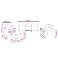 Petromila vidaXL 4-dielna sedacia súprava s vankúšmi tmavosivá zamat