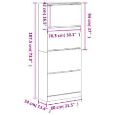 Petromila vidaXL Botník so 4 výklopnými zásuvkami čierny 80x34x187,5 cm