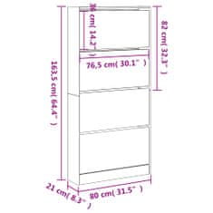 Petromila vidaXL Botník so 4 výklopnými zásuvkami čierny 80x21x163,5 cm