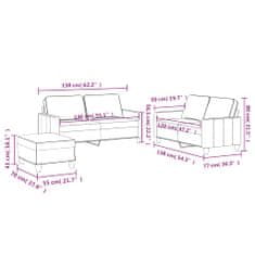Petromila vidaXL 3-dielna sedacia súprava s vankúšmi krémová zamat