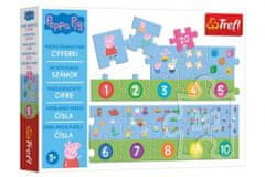 Trefl Puzzle vzdelávacie Čísla Prasiatko Peppa / modré plavky 20 dielikov 117x19,5cm v krabici 33x23x6cm Cena za 1ks