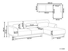 Beliani 3-miestna rohová menčestrová pohovka ľavostranná béžová SIMOS