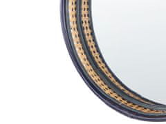 Beliani Okrúhle ratanové nástenné zrkadlo 60 cm čierne DAKSA