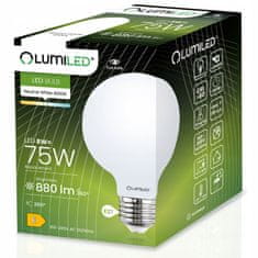 LUMILED 3x LED žiarovka E27 G95 8W = 75W 880lm 4000K Neutrálna biela 360° Filament mliečna bublina