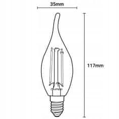 LUMILED 6x LED žiarovka E14 BA35 7W = 60W 806lm 3000K Teplá biela 360° Filament Mliečna bublina