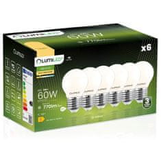 LUMILED 6x LED žiarovka E27 P45 7W = 60W 770lm 3000K Teplá biela 360 ° Filament Mliečna bublina