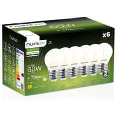 LUMILED 6x LED žiarovka E27 P45 7W = 60W 770lm 4000K Neutrálna biela 360° Filament Mliečna bublina