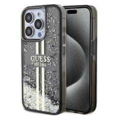 Guess Zadný kryt PC/TPU Liquid Glitter Gold Stripe pre iPhone 15 Pro Max Black