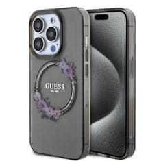 Guess Zadný kryt PC/TPU Flowers Ring Glossy Logo MagSafe pre iPhone 13 Pro Max Black