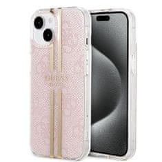 Guess Zadný kryt IML 4G Gold Stripe pre iPhone 15 Pink