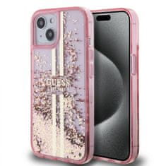 Guess Zadný kryt PC/TPU Liquid Glitter Gold Stripe pre iPhone 15 Pro Max Pink