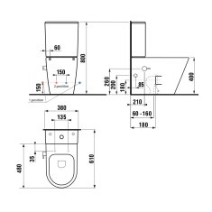 SAPHO PACO RIMLESS WC kombi, integrovaná batéria a bidet. spŕška, spodný/zadný odpad PC1012RX - Sapho