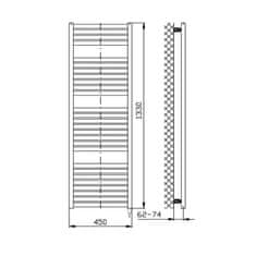 AQUALINE TONDI-E elektrické vykurovacie teleso rovné 450x1330 mm, 500W, biela DE470T - Aqualine