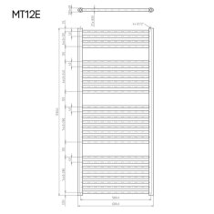 Mereo Vykurovací rebrík rovný 600x1330 mm, biely, elektrický MT12E - Mereo