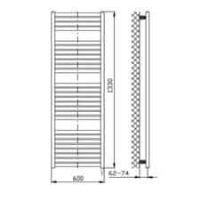 AQUALINE TONDI-E elektrické vykurovacie teleso rovné 600x1330 mm, 600W, čierna mat DE486T - Aqualine