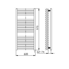 AQUALINE TONDI-E elektrické vykurovacie teleso rovné 600x970 mm, 400W, biela DE460T - Aqualine